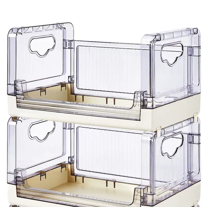 3 Tier Rolling Utility Cart with Handle and Lockable Wheels, Multifunctional Storage Shelves