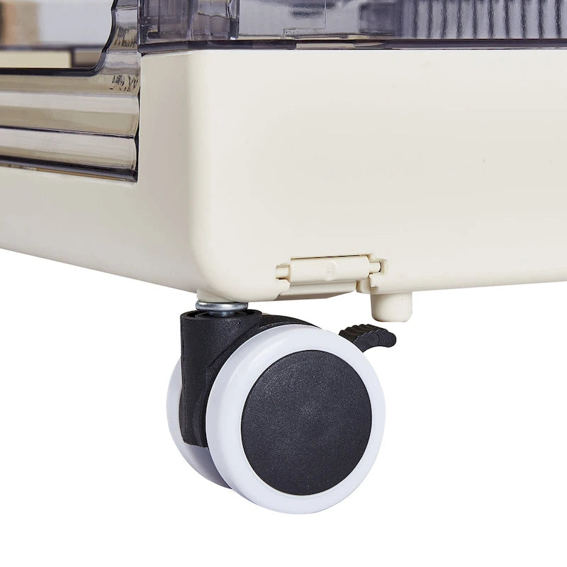 3 Tier Rolling Utility Cart with Handle and Lockable Wheels, Multifunctional Storage Shelves