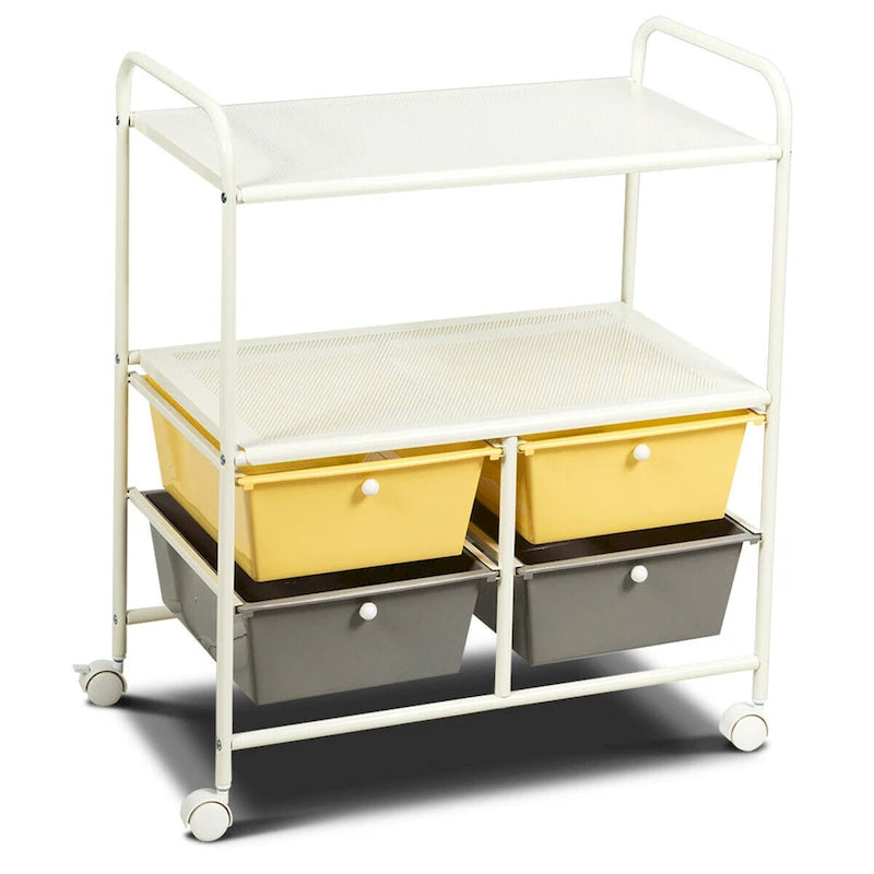 4 Drawers Rolling Storage Cart Metal Rack Shelf