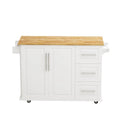 Kitchen Island Cart With 2-Door Cabinet and 3 Drawers