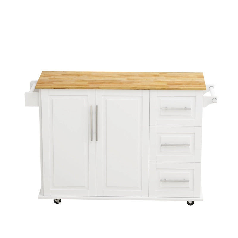 Kitchen Island Cart With 2-Door Cabinet and 3 Drawers