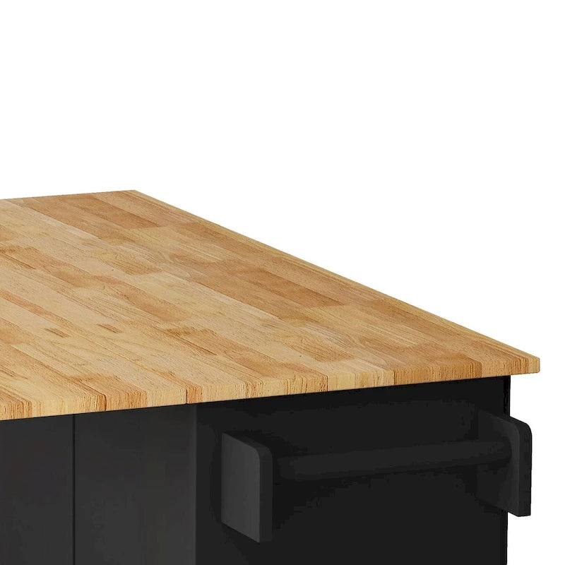 Kitchen Island Cart With 2-Door Cabinet and 3 Drawers