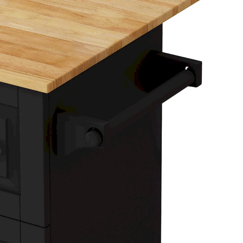 Kitchen Island Cart With 2-Door Cabinet and 3 Drawers
