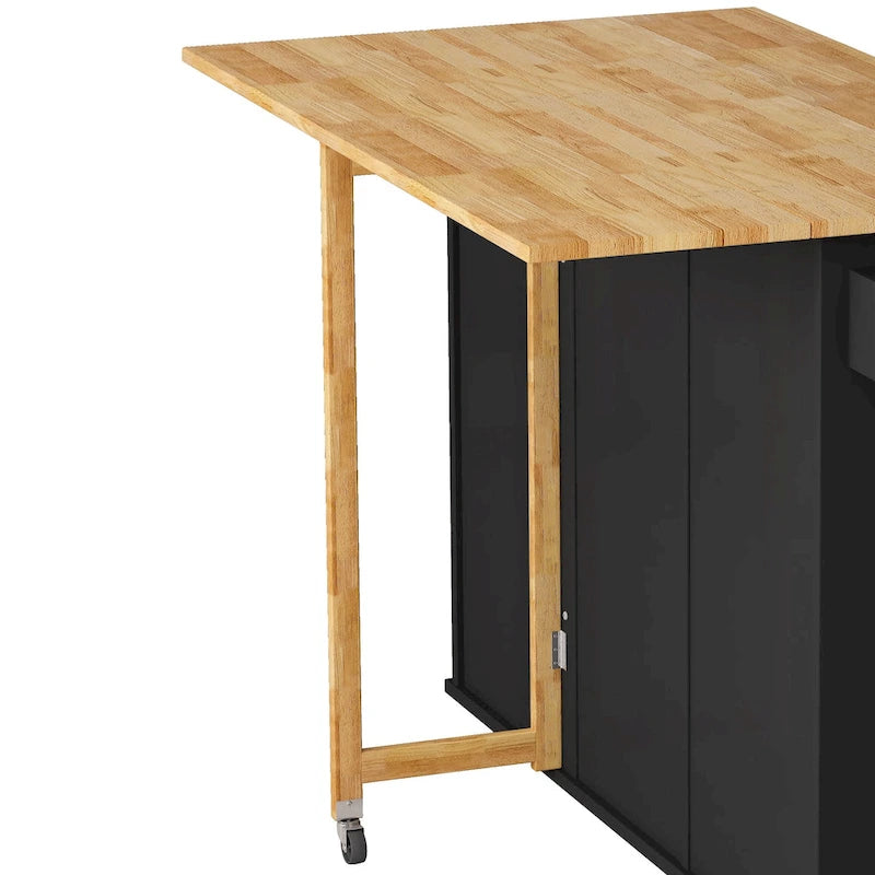 Kitchen Island Cart With 2-Door Cabinet and 3 Drawers