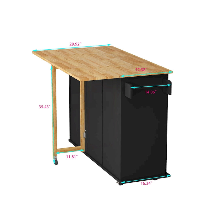 Kitchen Island Cart With 2-Door Cabinet and 3 Drawers