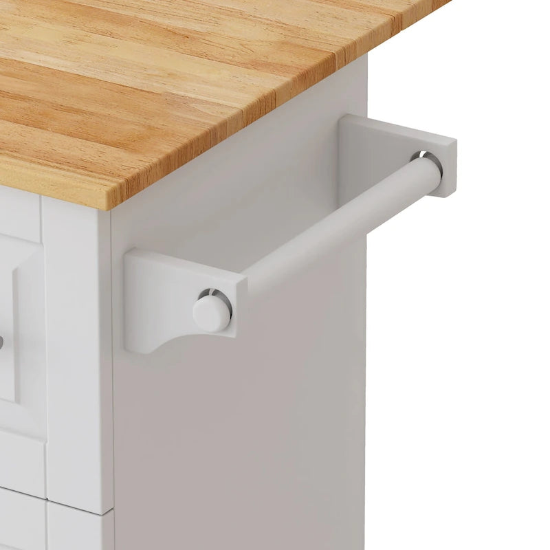 Kitchen Island Cart With 2-Door Cabinet and 3 Drawers