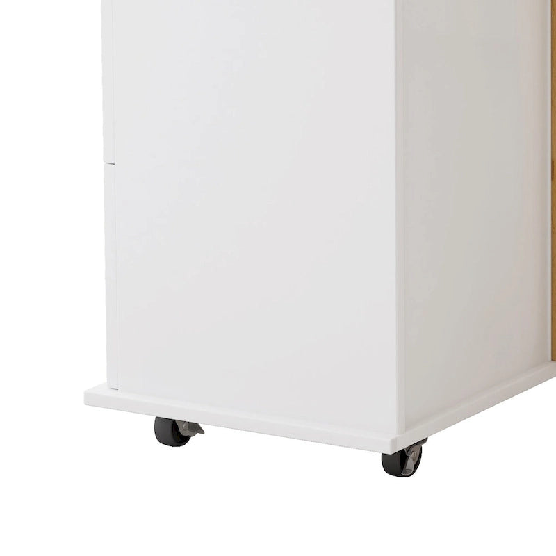 Kitchen Island Cart With 2-Door Cabinet and 3 Drawers