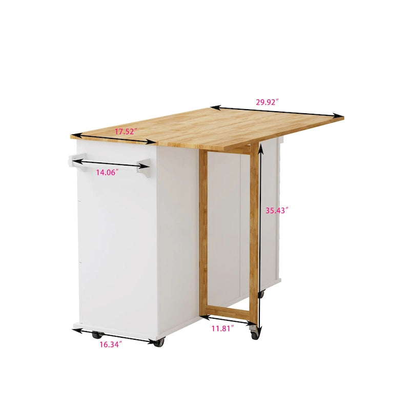 Kitchen Island Cart With 2-Door Cabinet and 3 Drawers