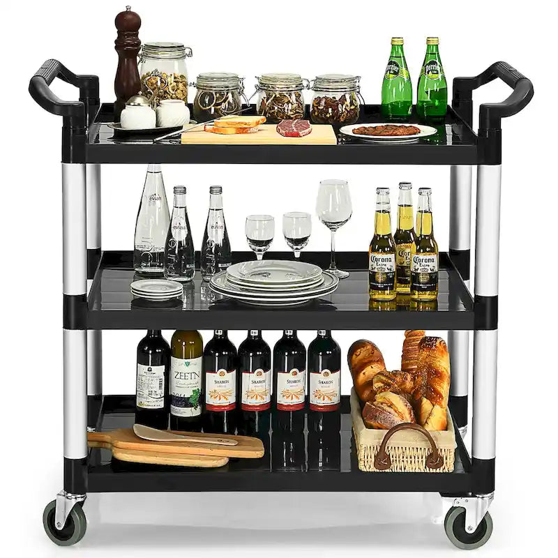 3-Shelf Utility Service Cart Aluminum Frame 490lbs Capacity
