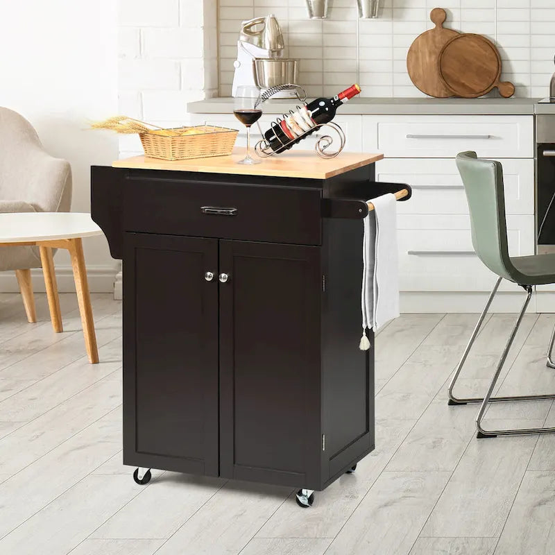 Rolling Kitchen Island Utility Cart with Storage Cabinet