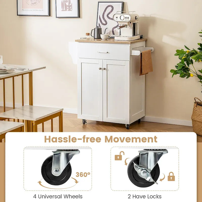 Rolling Kitchen Island Utility Cart with Storage Cabinet