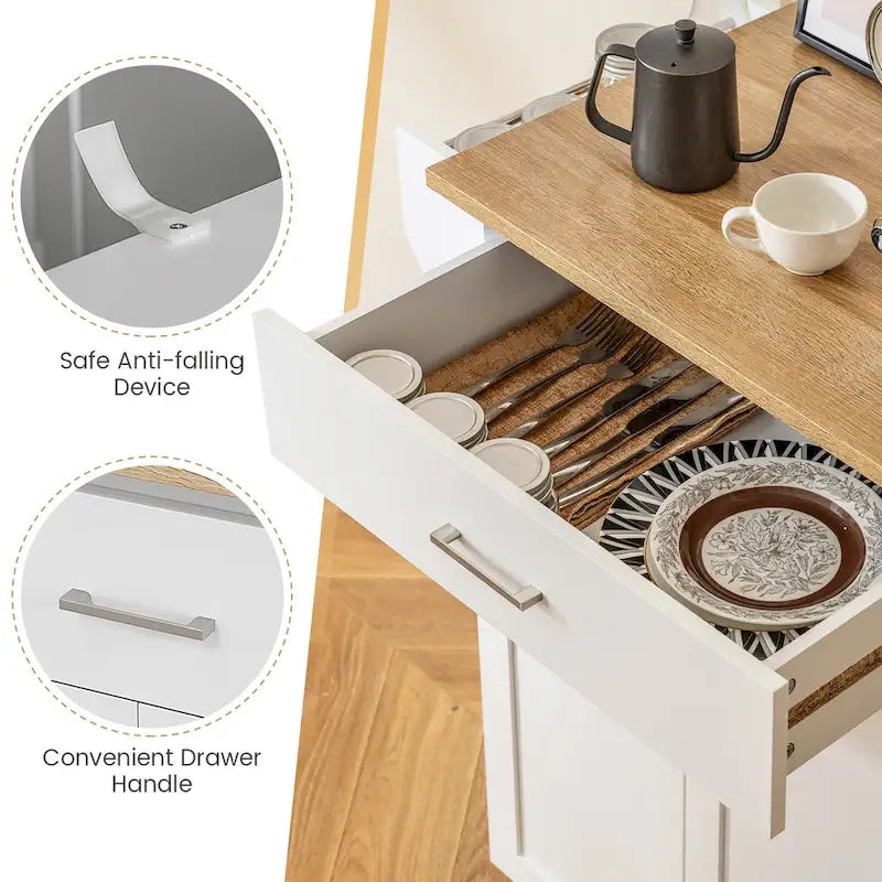 Rolling Kitchen Island Utility Cart with Storage Cabinet