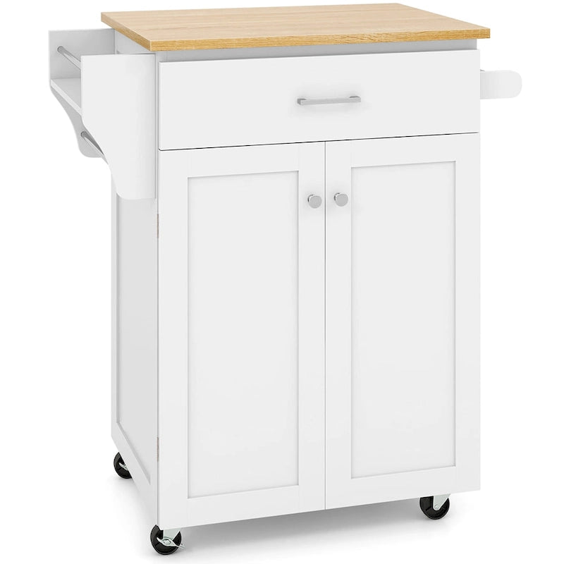 Rolling Kitchen Island Utility Cart with Storage Cabinet