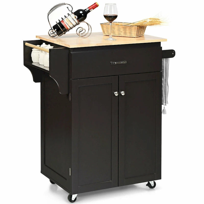 Rolling Kitchen Island Utility Cart with Storage Cabinet
