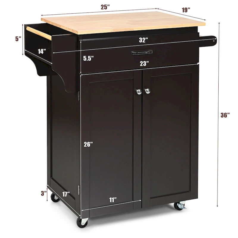 Rolling Kitchen Island Utility Cart with Storage Cabinet