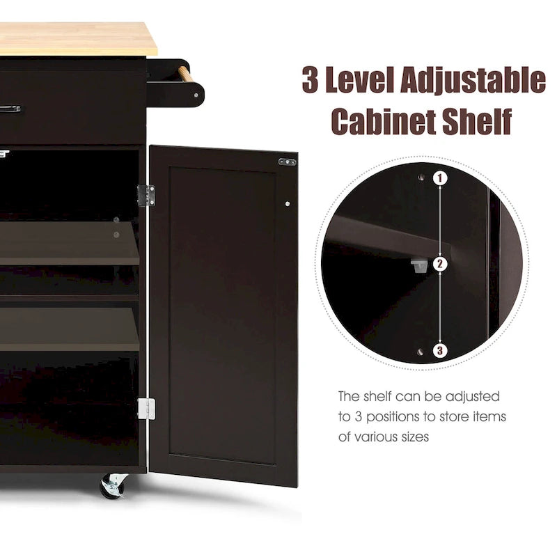 Rolling Kitchen Island Utility Cart with Storage Cabinet