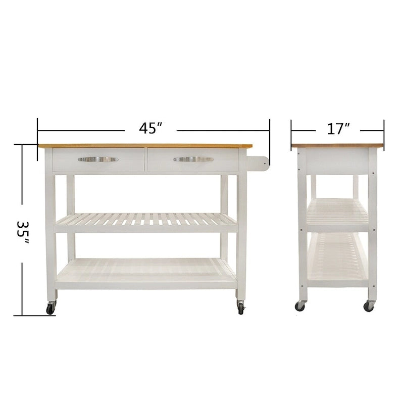 Kitchen Island Cart with Two Lockable Wheels