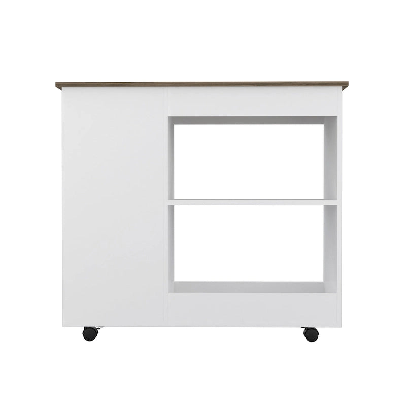 Arizona Kitchen Cart with 2 Storage Shelves, 3 Side Shelves, and 4 Casters