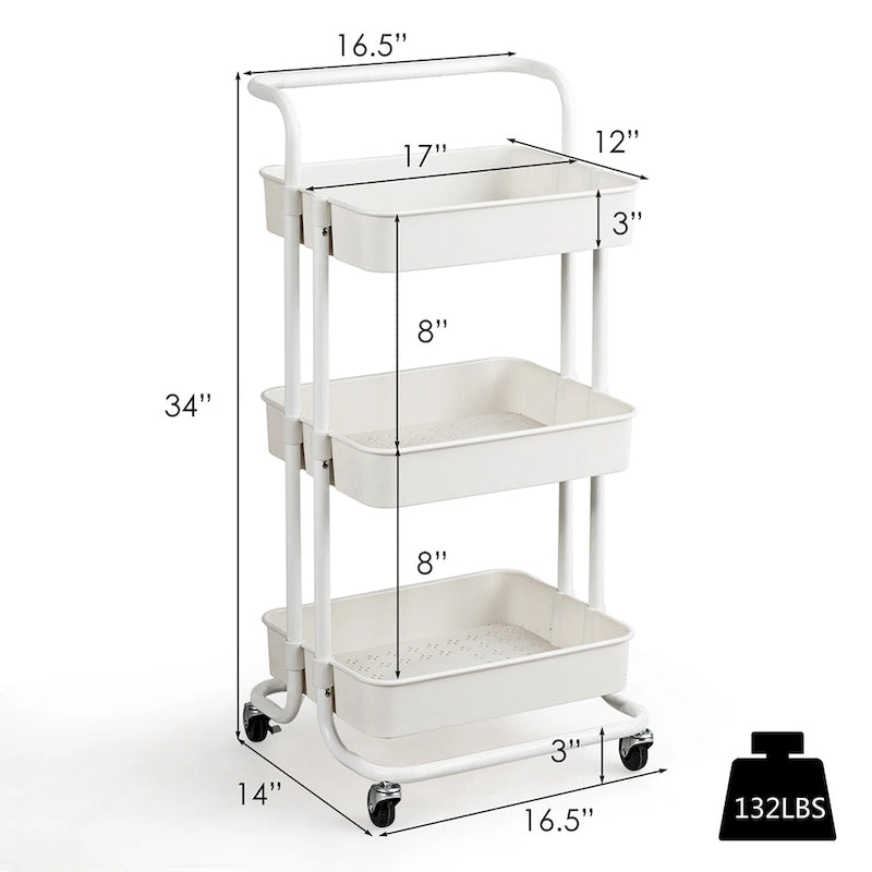 3-Tier Rolling Cart with Casters