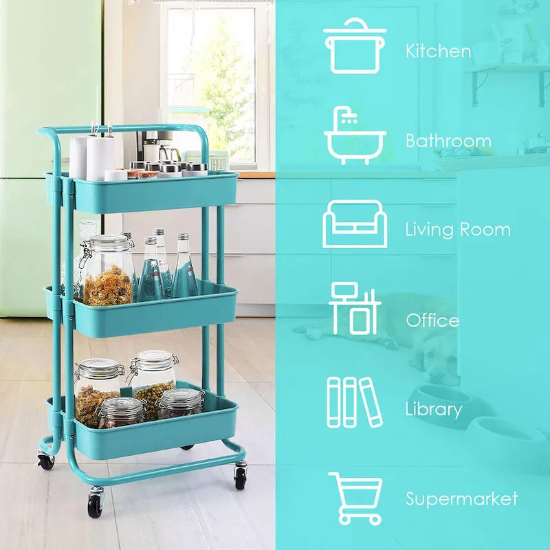 3-Tier Rolling Cart with Casters