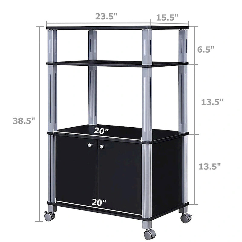 Rolling Kitchen Baker Rack Microwave Oven Stand Utility Shelf with Wheels
