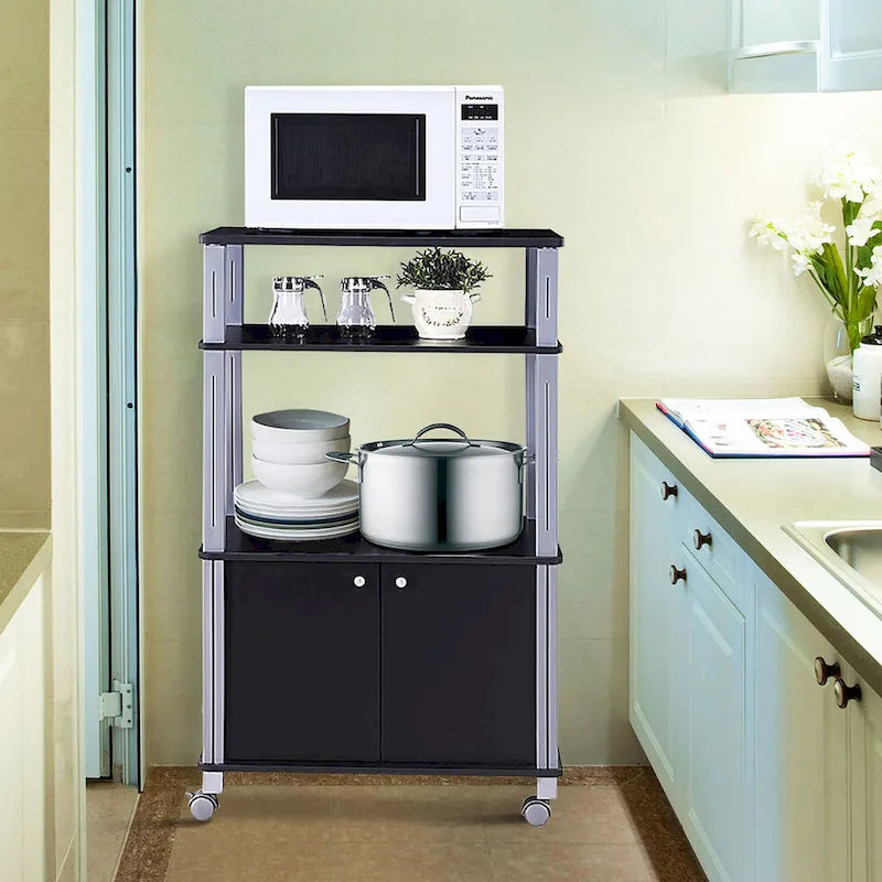 Rolling Kitchen Baker Rack Microwave Oven Stand Utility Shelf with Wheels