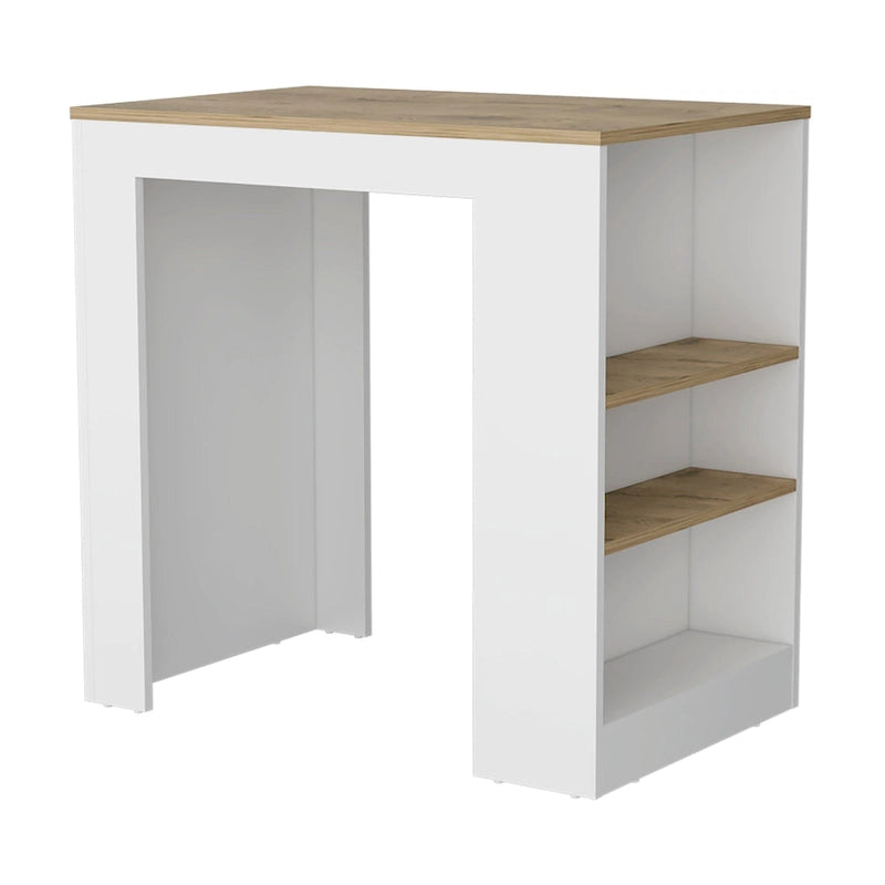 Kitchen Island with 3 Side Shelves