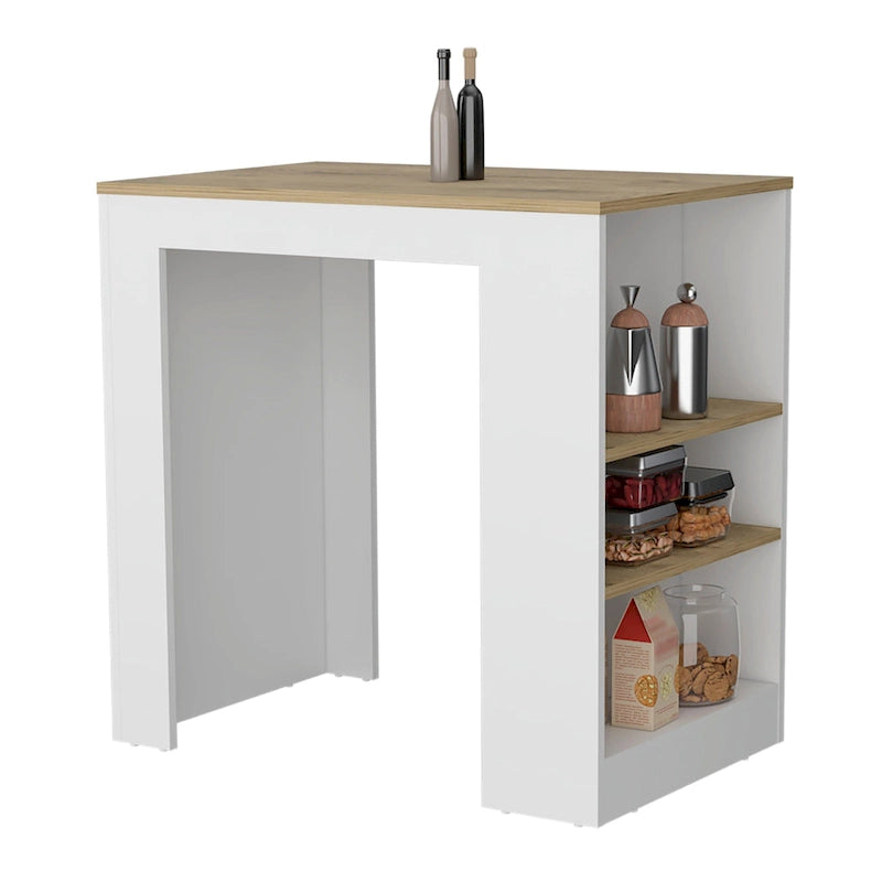 Kitchen Island with 3 Side Shelves