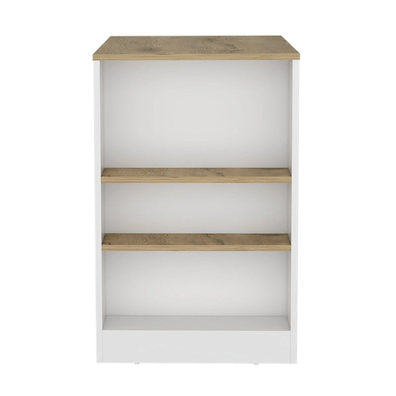 Kitchen Island with 3 Side Shelves