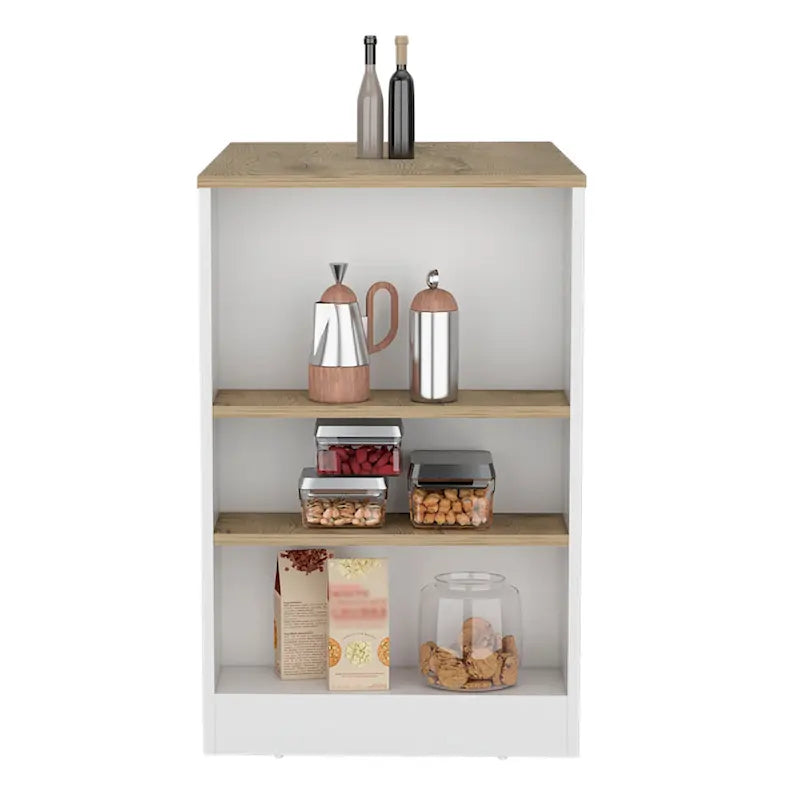Kitchen Island with 3 Side Shelves