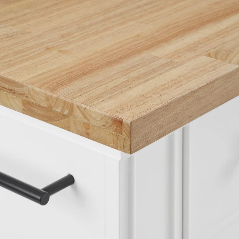Wood Top Kitchen Island With X-Back Stool Cutout - 50"W x60"D x41"H
