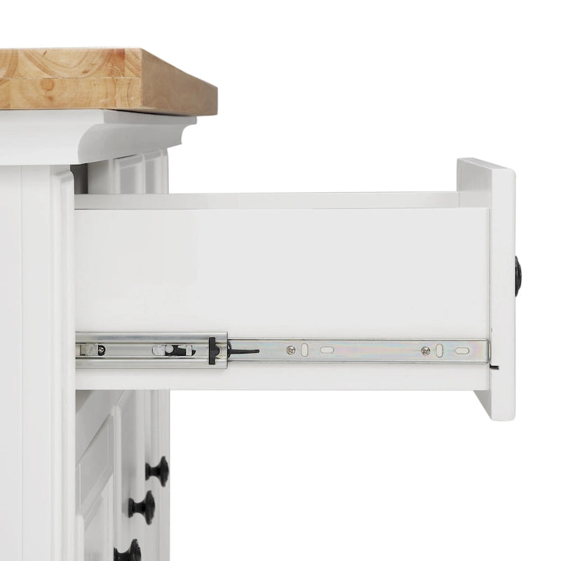 Wood Top Kitchen Island With X-Back Stool Cutout - 50"W x60"D x41"H