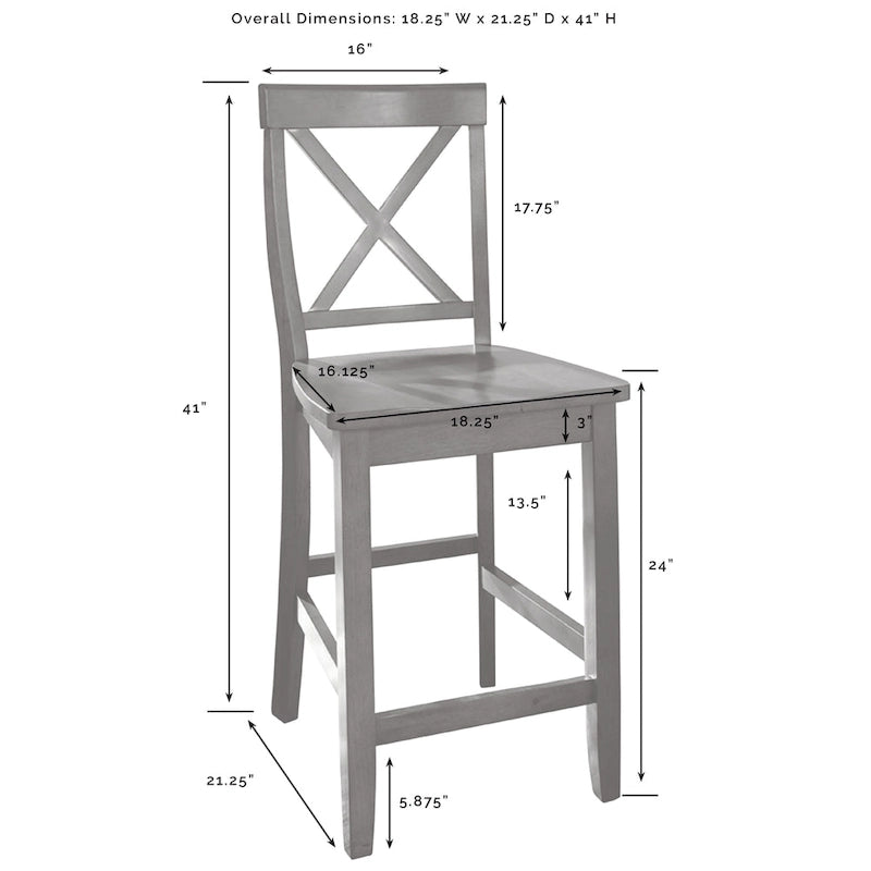 Wood Top Kitchen Island With X-Back Stool Cutout - 50"W x60"D x41"H