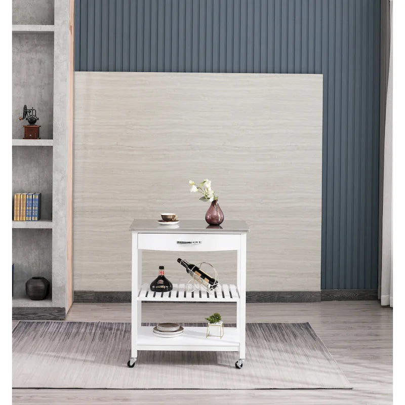 Kitchen Cart With Stainless Steel Top
