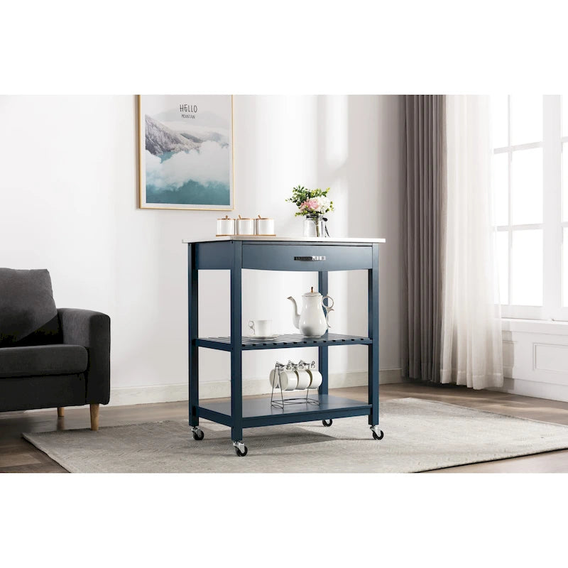 Kitchen Cart With Stainless Steel Top