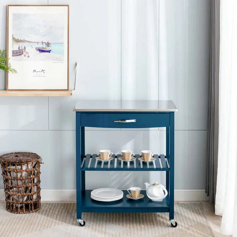 Kitchen Cart With Stainless Steel Top