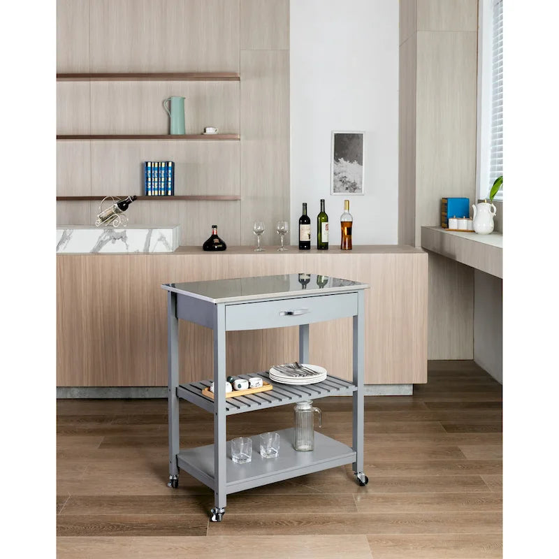 Kitchen Cart With Stainless Steel Top