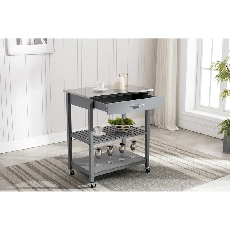 Kitchen Cart With Stainless Steel Top