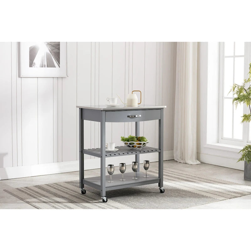 Kitchen Cart With Stainless Steel Top