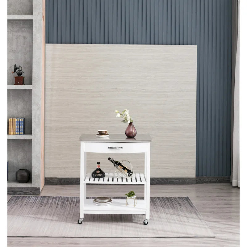 Kitchen Cart With Stainless Steel Top