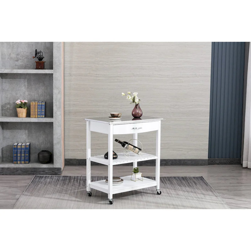 Kitchen Cart With Stainless Steel Top