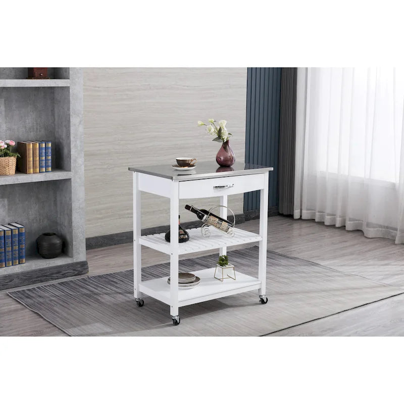 Kitchen Cart With Stainless Steel Top