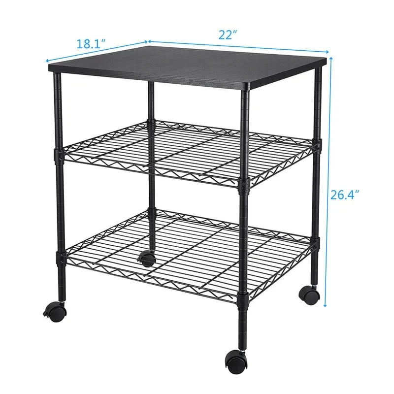3-Tier Rolling Storage Rack with Wheels