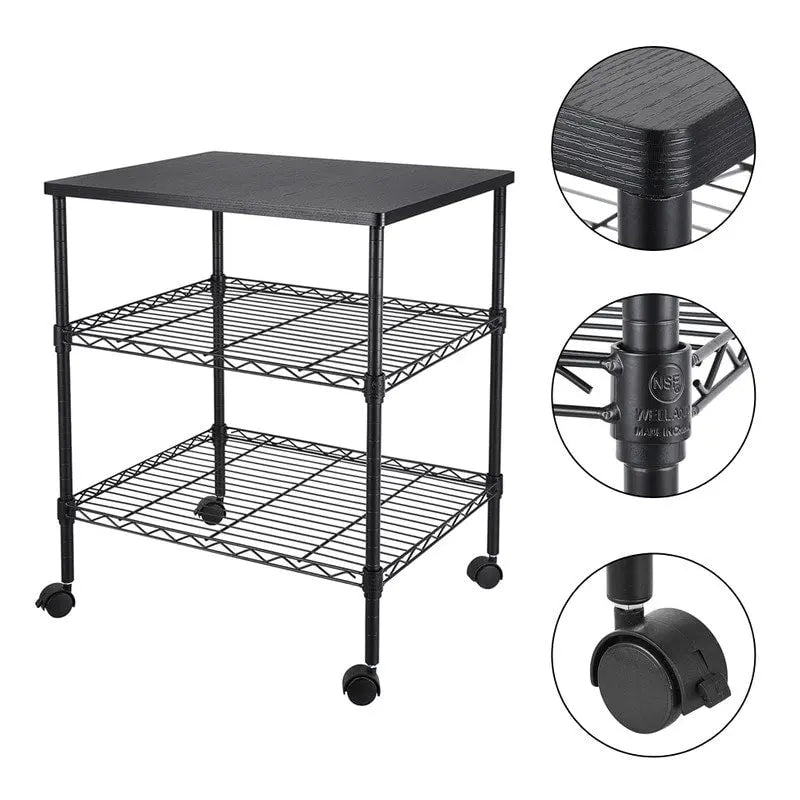 3-Tier Rolling Storage Rack with Wheels