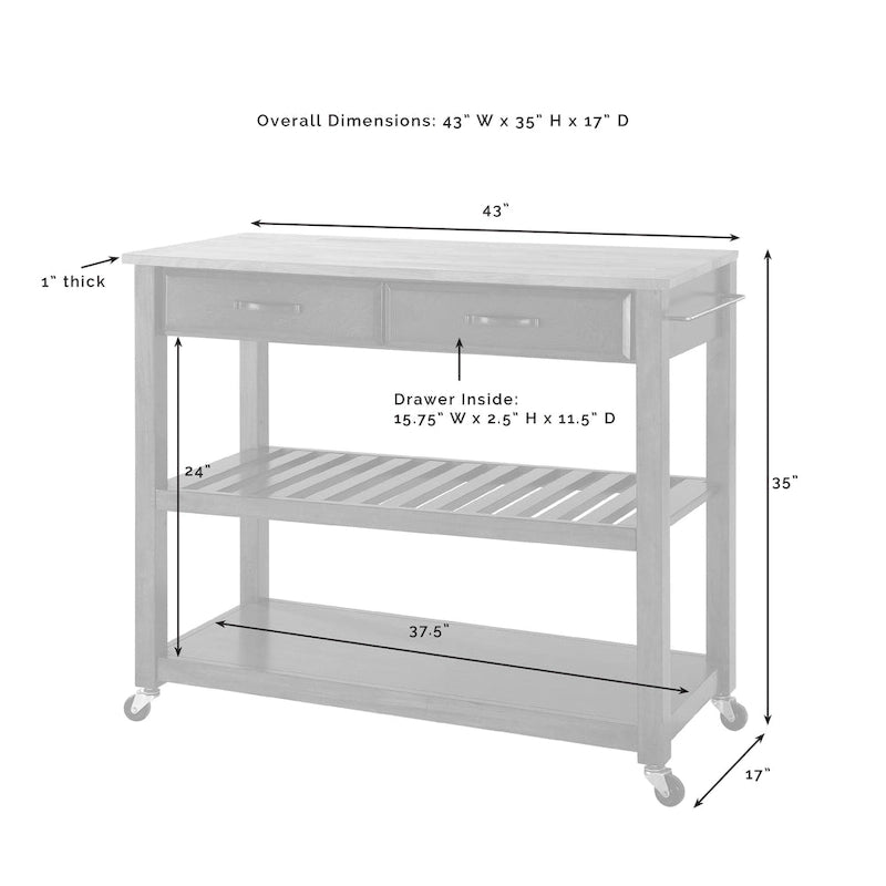 Full Size Granite/Marble Top Kitchen Cart - White