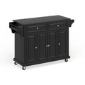 Black Wood Kitchen Cart / Island with Solid Black Granite Top