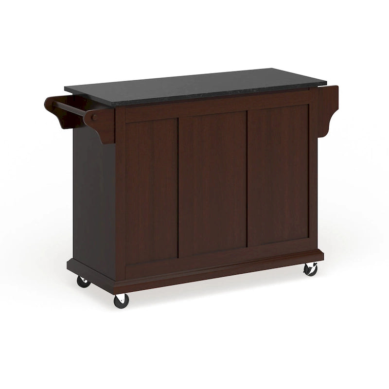 Full Size Solid Black Granite Top Kitchen Cart - 18D x 51.5W x 36H