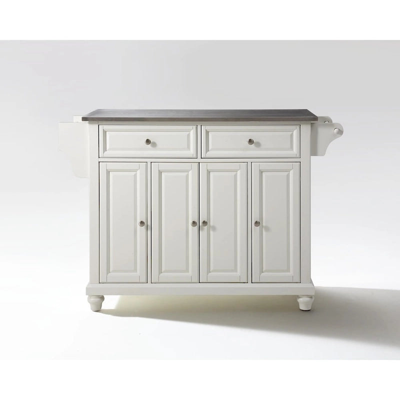 Full-Size Kitchen Island with Stainless Steel Top - 18"D x 51.5"W x 36"H