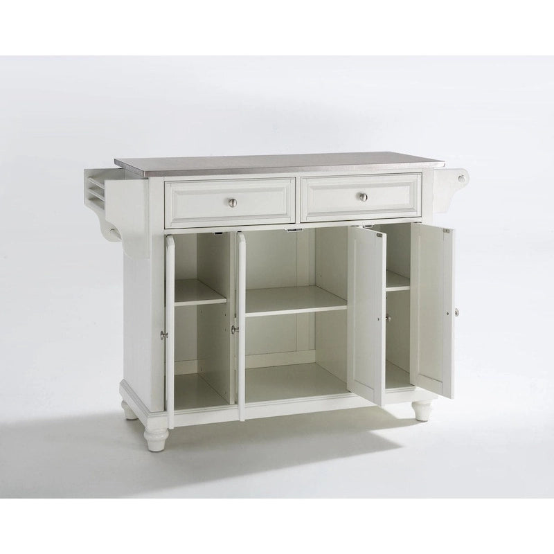 Full-Size Kitchen Island with Stainless Steel Top - 18"D x 51.5"W x 36"H