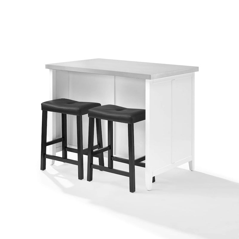 Stainless Steel Top Kitchen Island with Seating - 46W x 28D x 36.5H